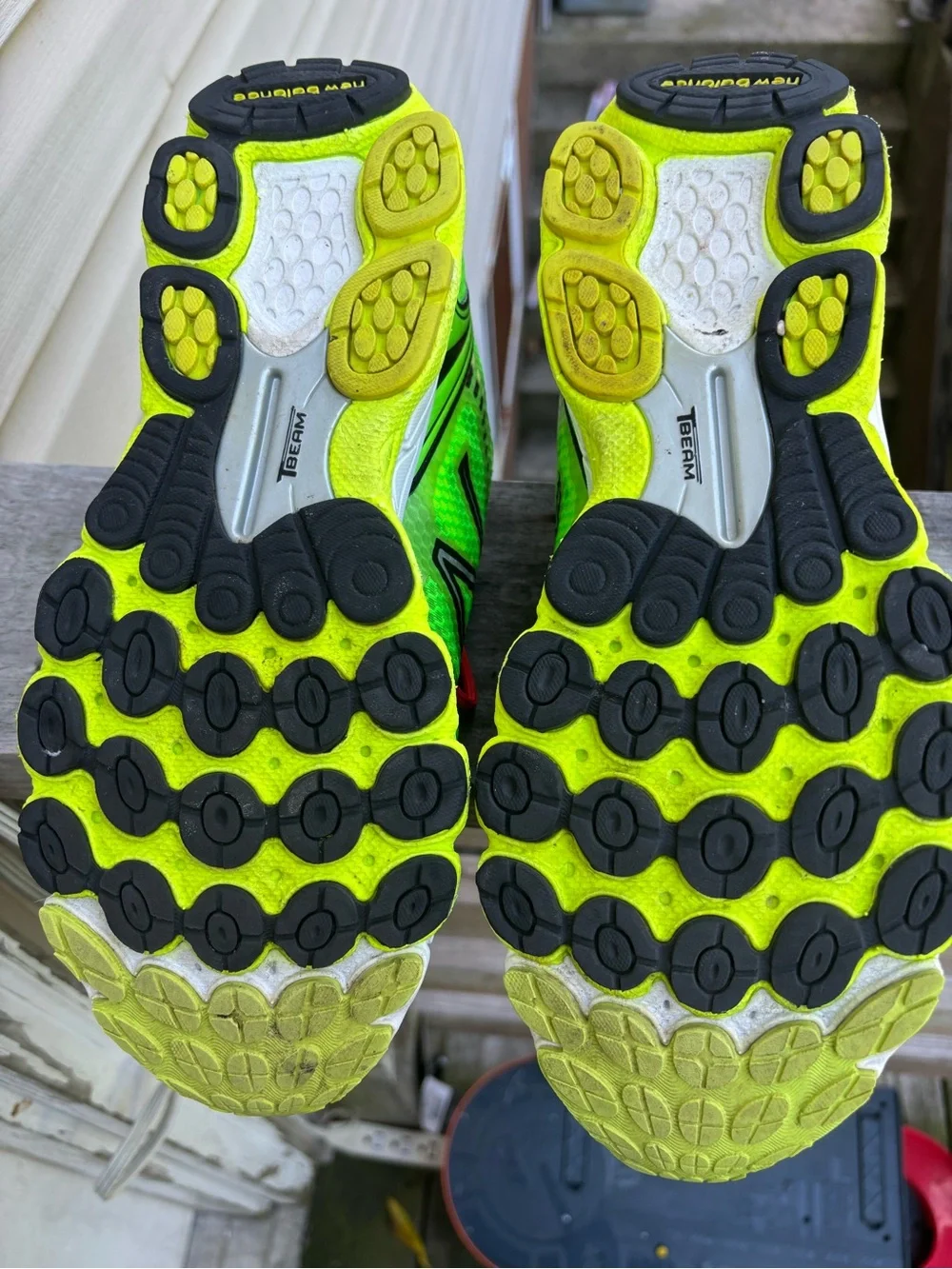 New Balance Neon Green Sneakers with Red Laces
